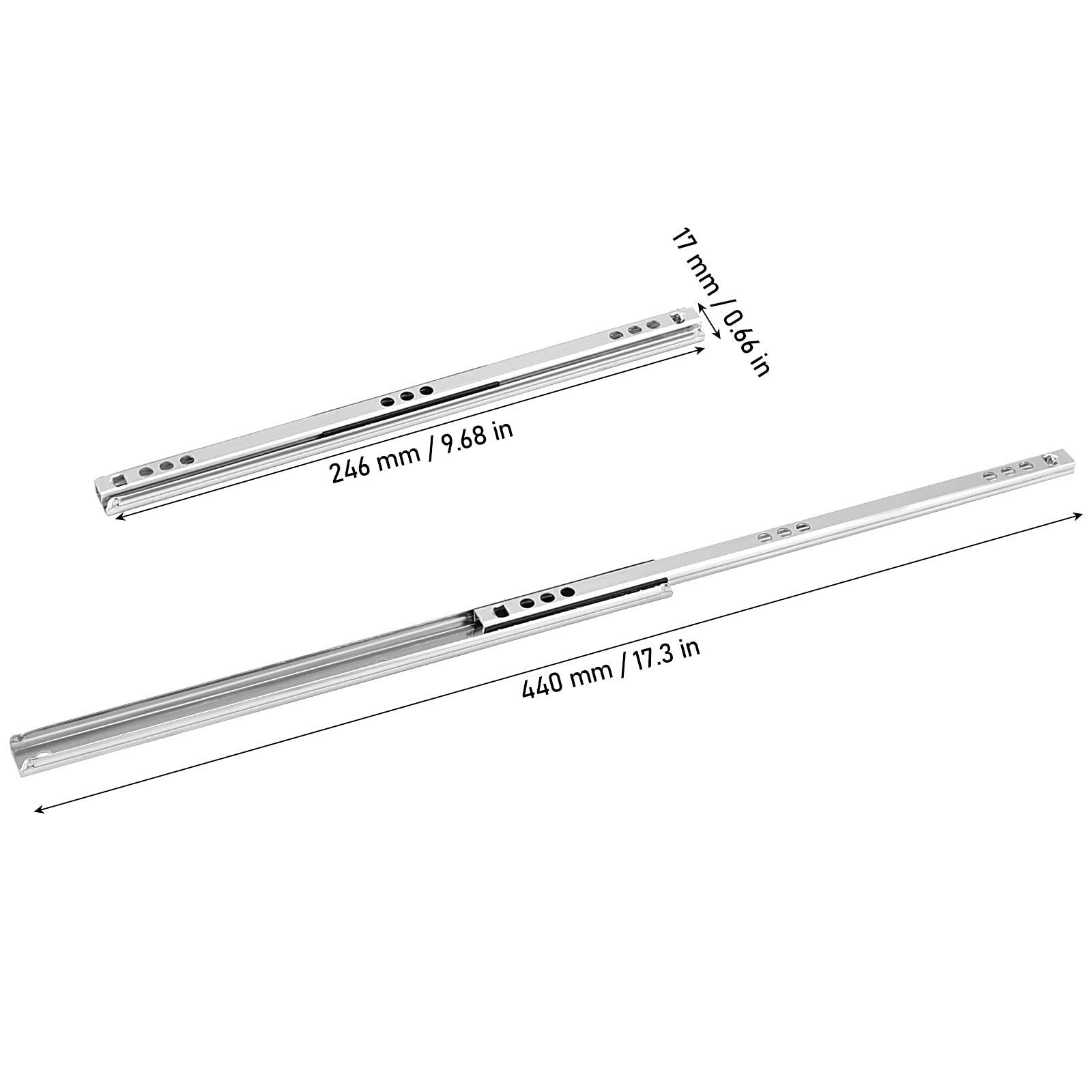 Full Extension Ball Bearing Side, JEUIHAU 20 Pack Full Extension Drawer Slide, Two Way Slide Track Rail, Ball Bearing Runners for Drawer, 17mm x