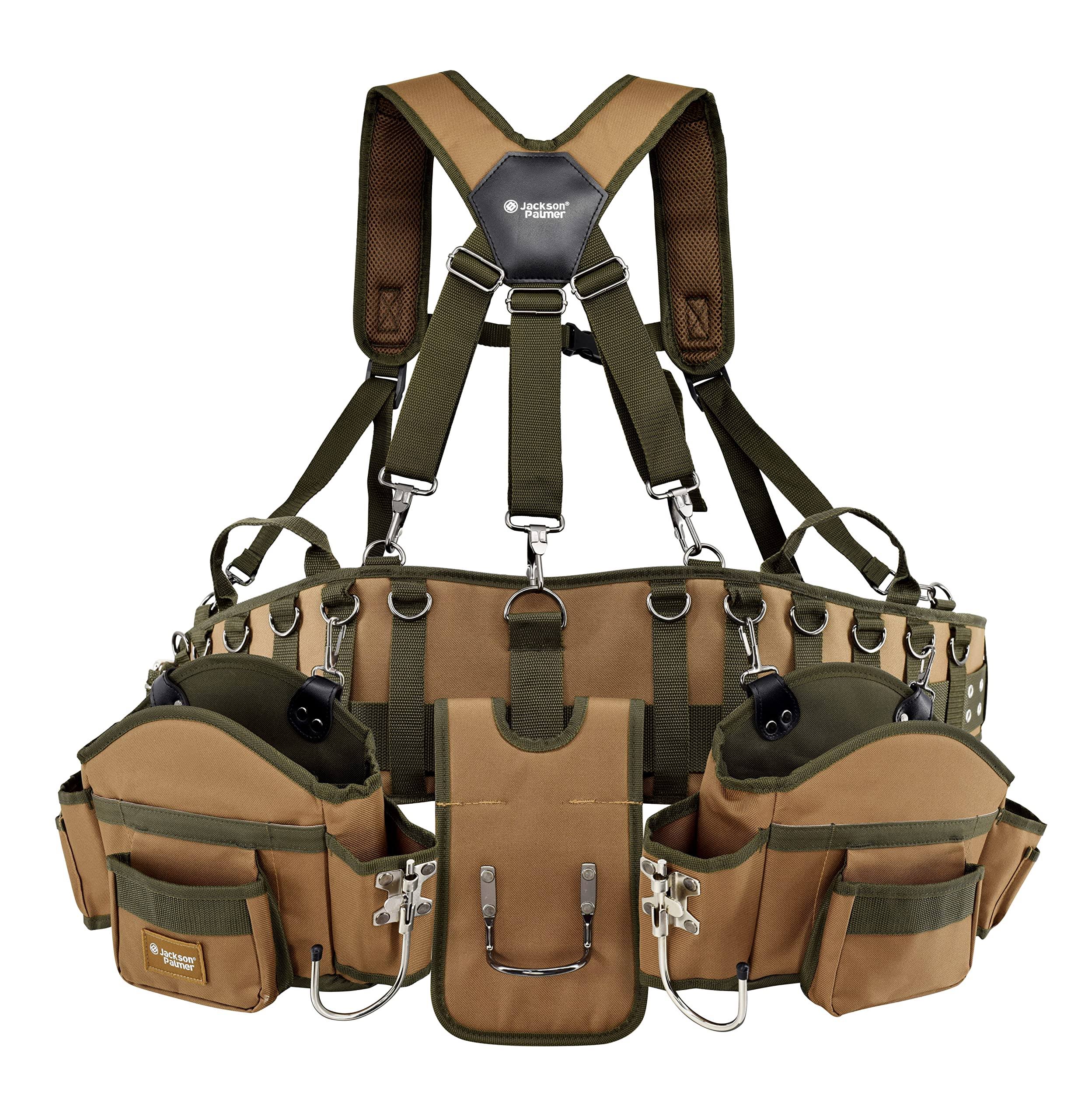 Jackson Palmer Professional Tool Belt- Tan & Green (Comfort Rig Tan & Green)