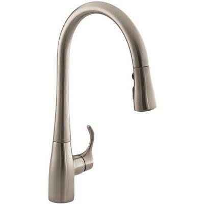 Kohler K 596 CP Simplice Single Hole Pull Down Kitchen Faucet, Polished Chrome- Vibrant Stainless / Faucet