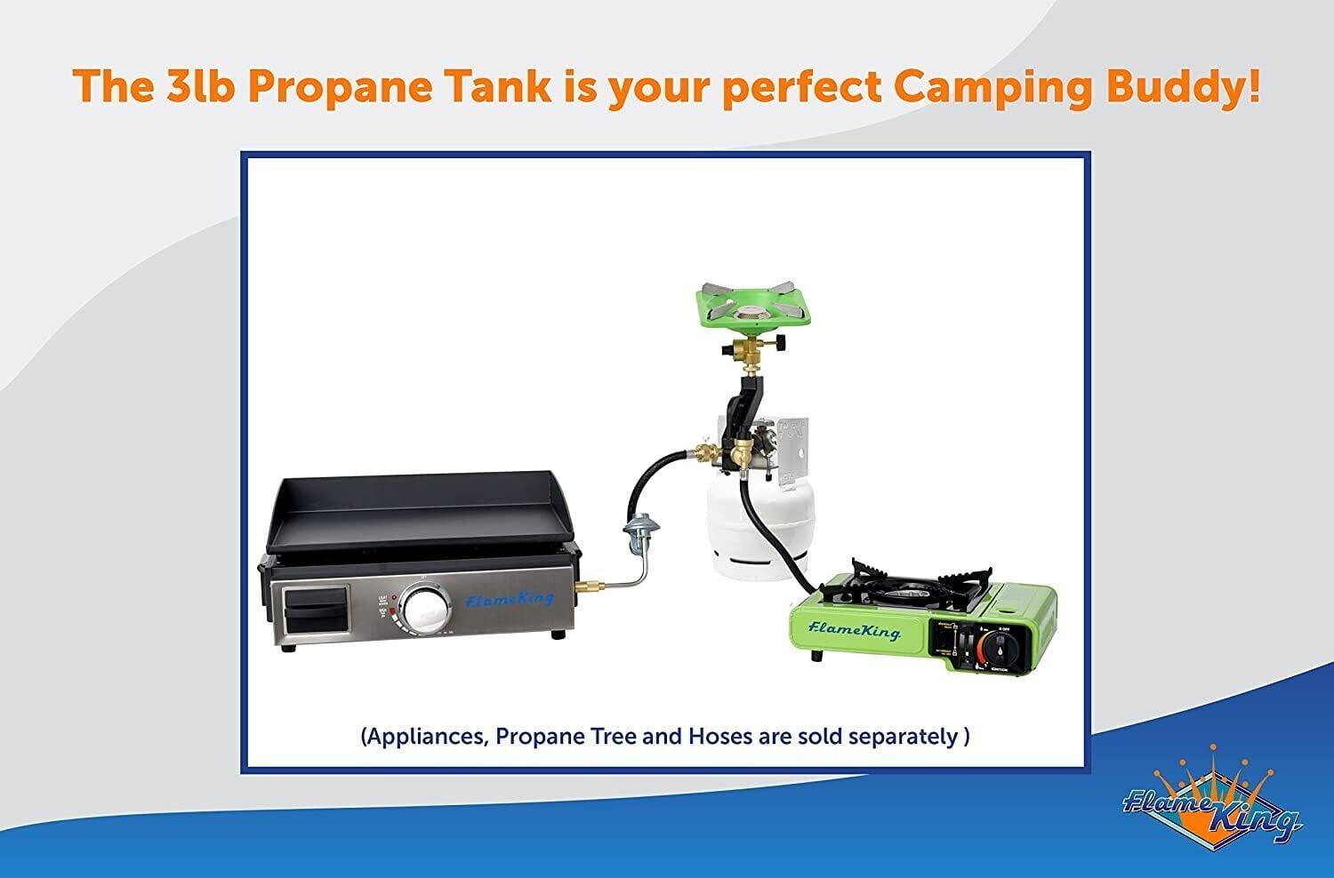 Flame King 3lb Steel Propane LP Tank Cylinder with Gauge and OPD YSN03