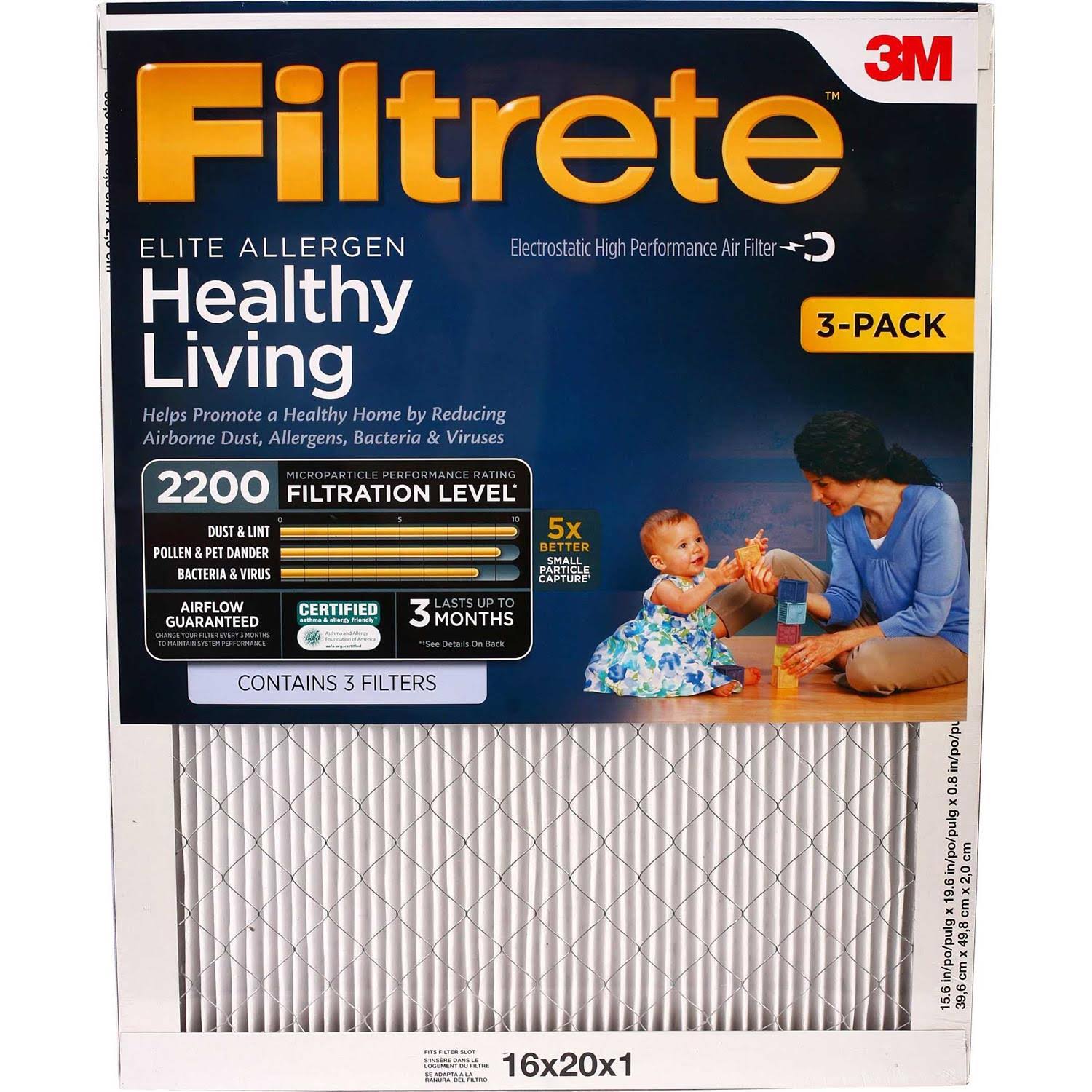 Filtrete Healthy Living Elite Allergen Reduction Filter MPR 2200- Silver
