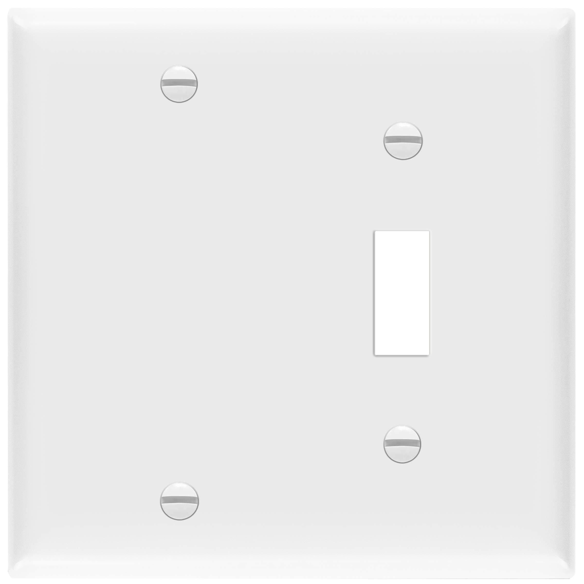 Enerlites 880111-W 2-Gang Blank/Toggle Wall Switch Plate, Standard size, Unbreakable Polycarbonate, White