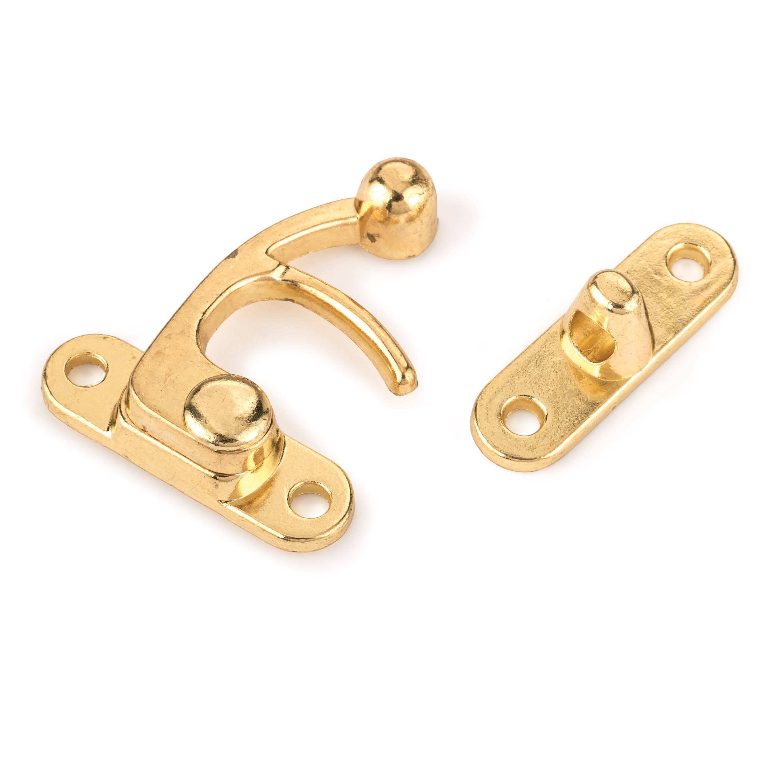 Highpoint Hook Latch Large Polished Brass Plated 1-Piece with Screws
