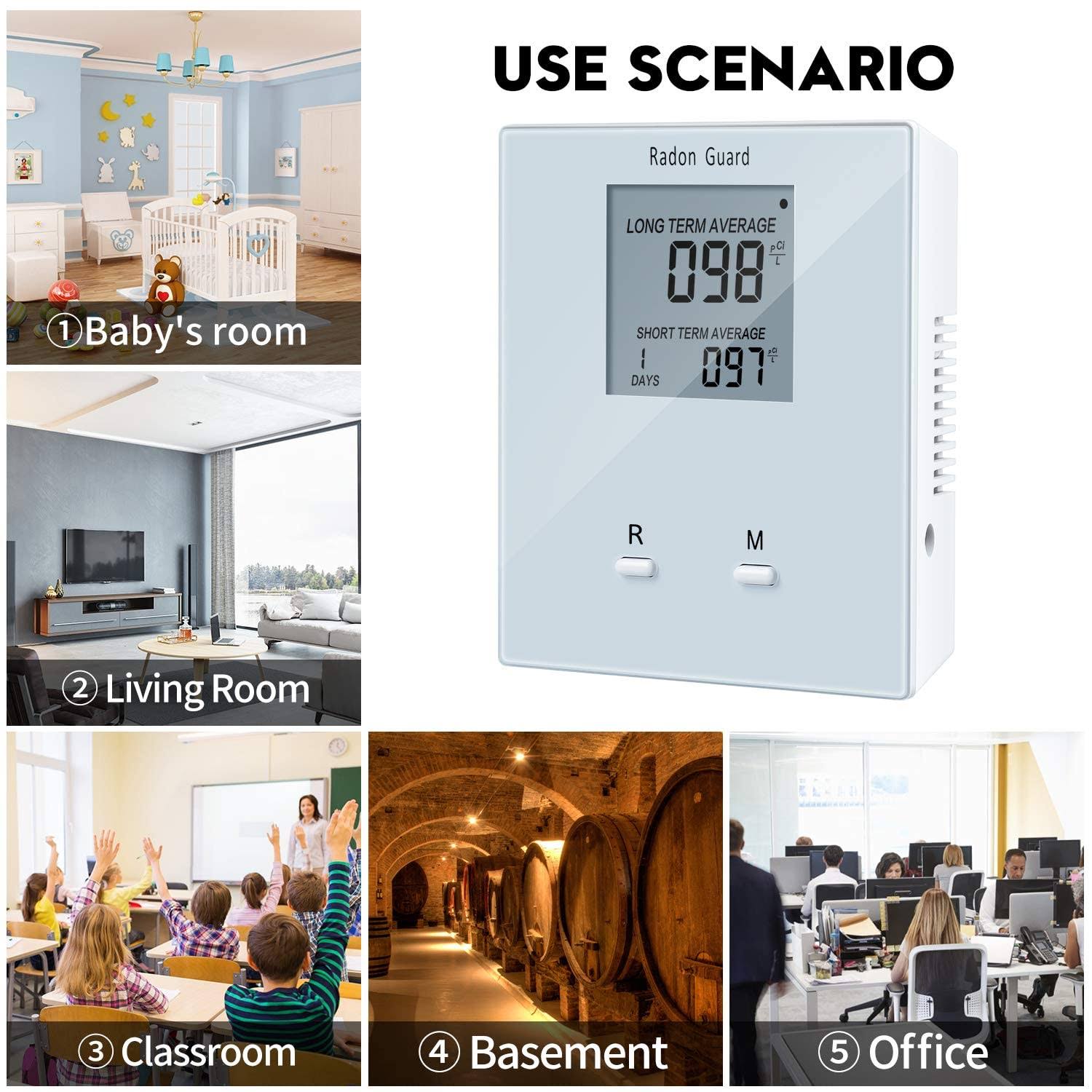 Home Radon Detector, Portable Radon Meter, Elifecity Long and Short Term Home Radon Monitor, Battery-Powered, Easy-to-Use