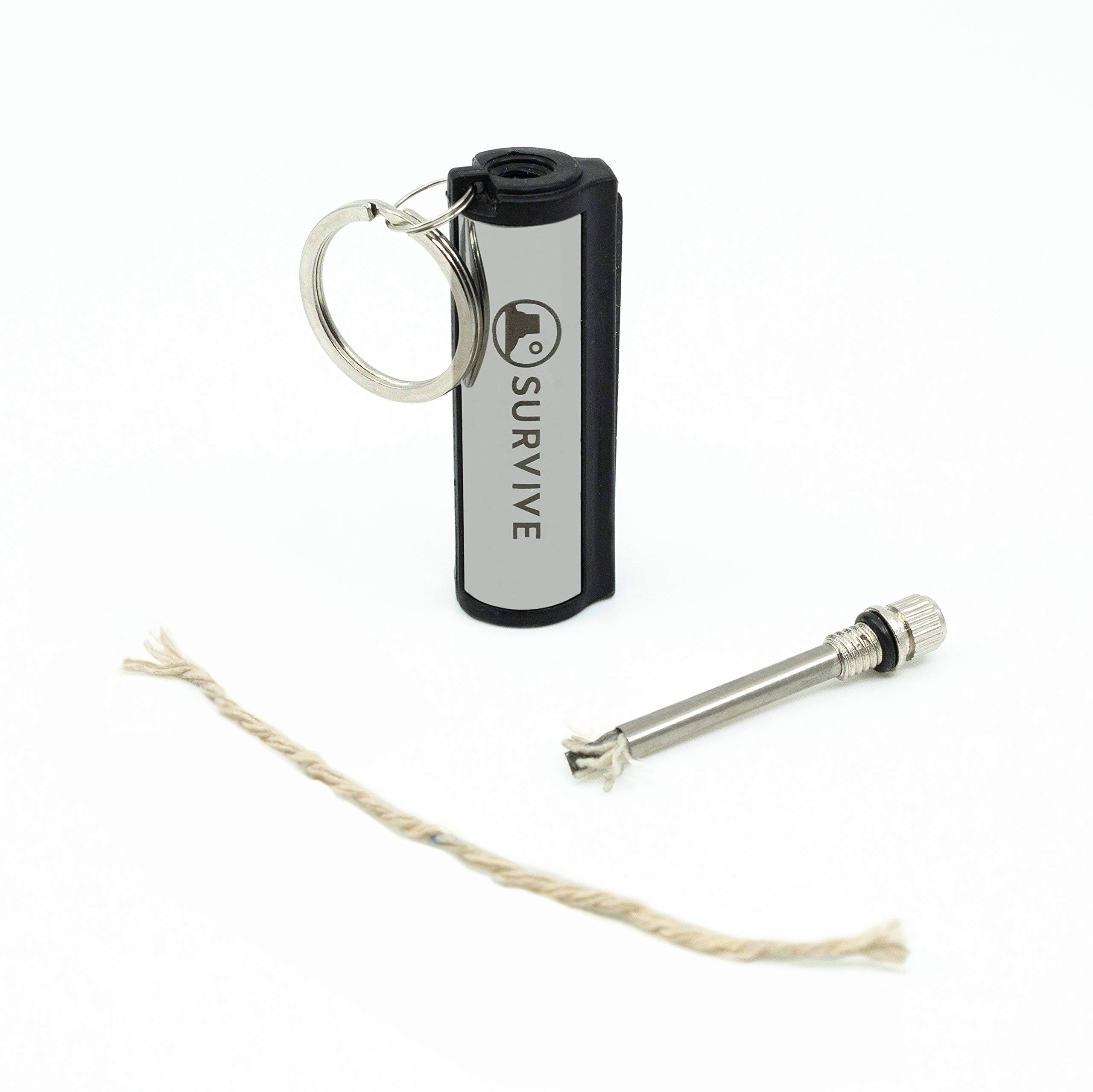 Survive Permanent Match, Pack of 5, The Forever Lighter, Emergency Fire Starter Striker Set, Metal Keychain Unlimited Waterproof Stick