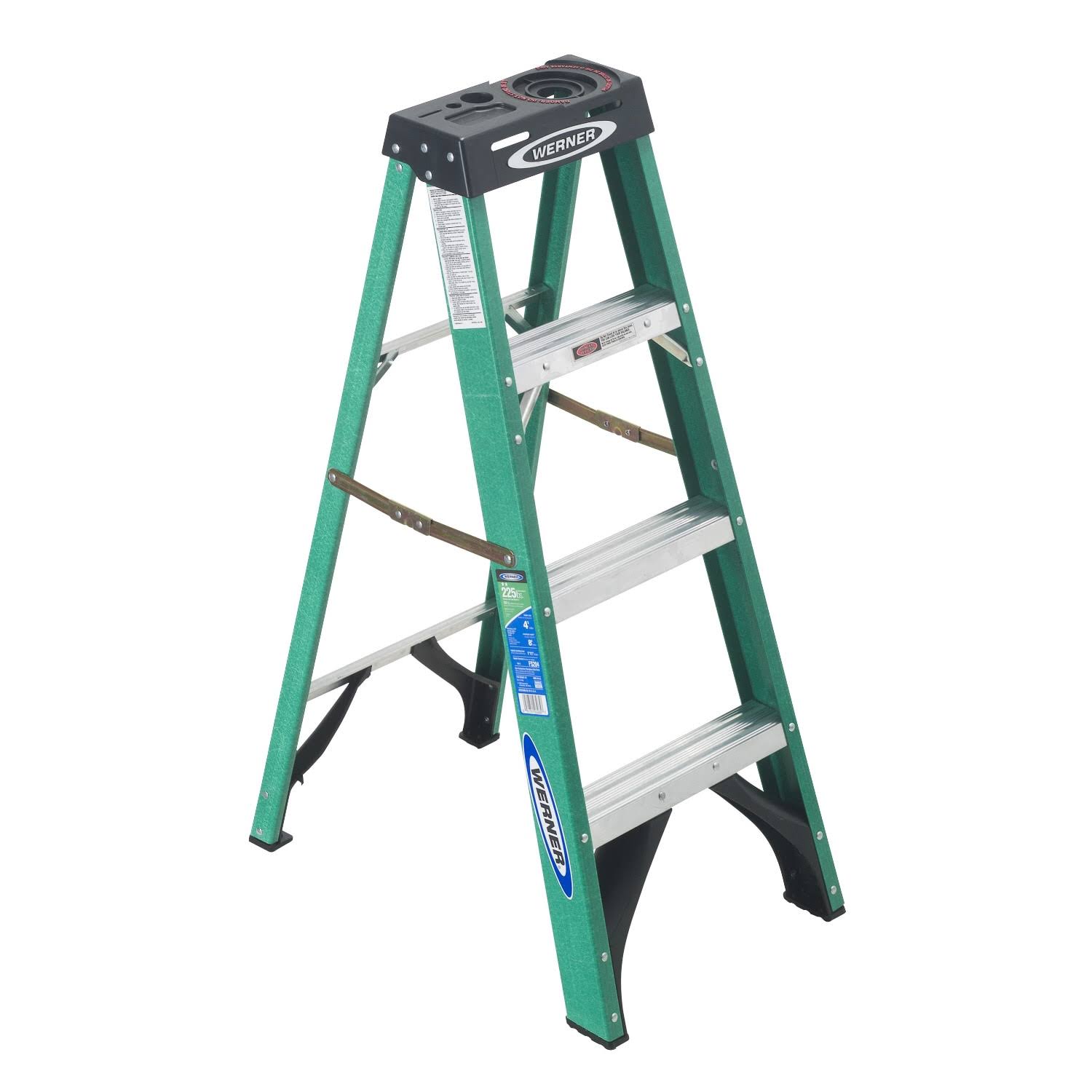 Werner 4 ft. Fiberglass Step Ladder with 225 lb. Load Capacity Type II Duty Rating