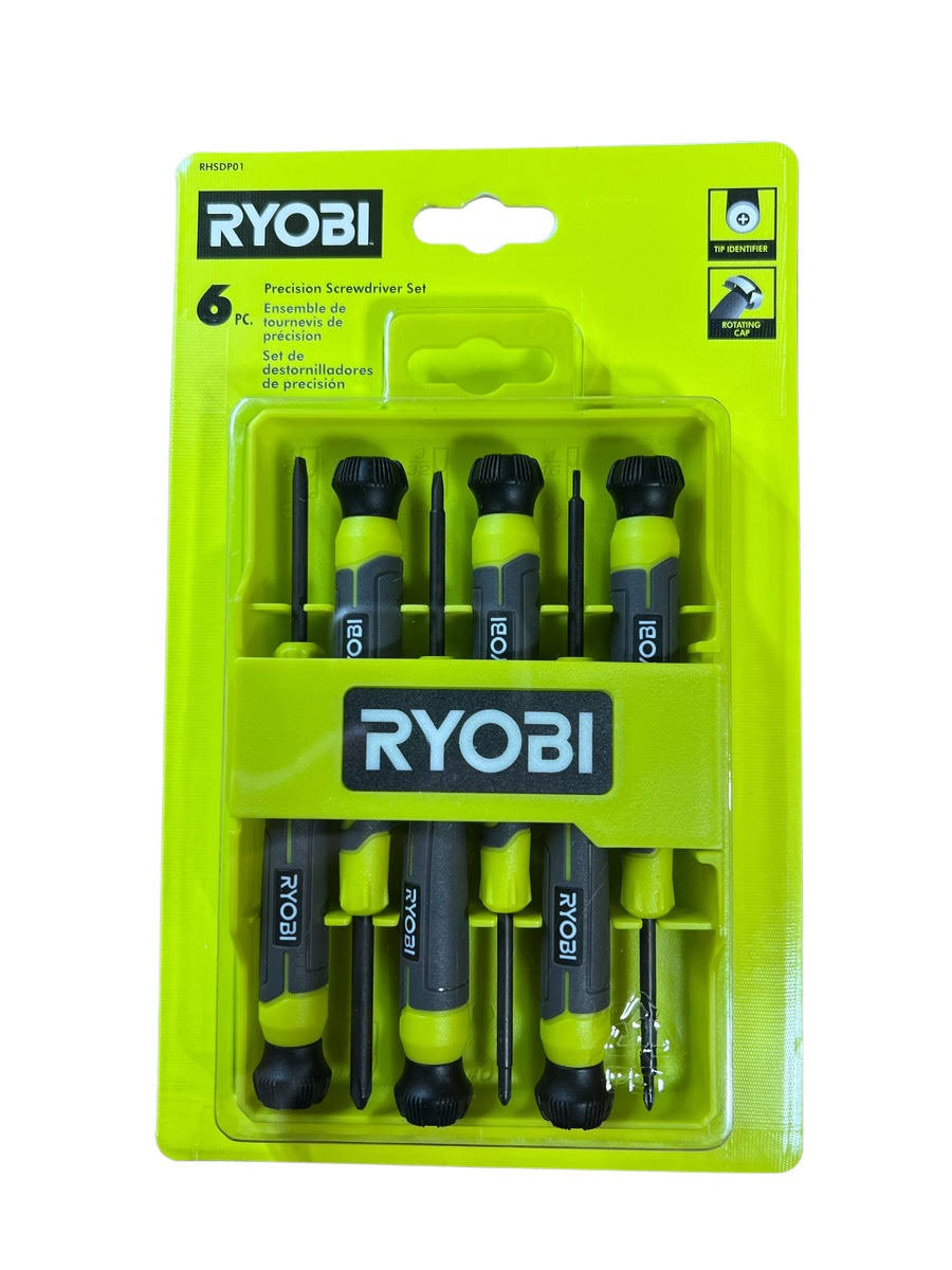 Ryobi 6-Piece Precision Screwdriver Set with Cushion Grip Handles