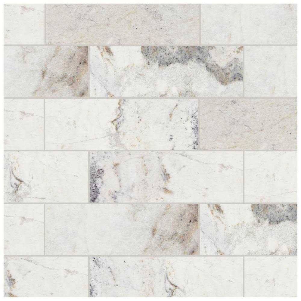 American Olean Genuine Stone White Ember 4-in x 12-in Honed Natural Stone Marble Look Floor and Wall Tile | GS39412FLTCC1U