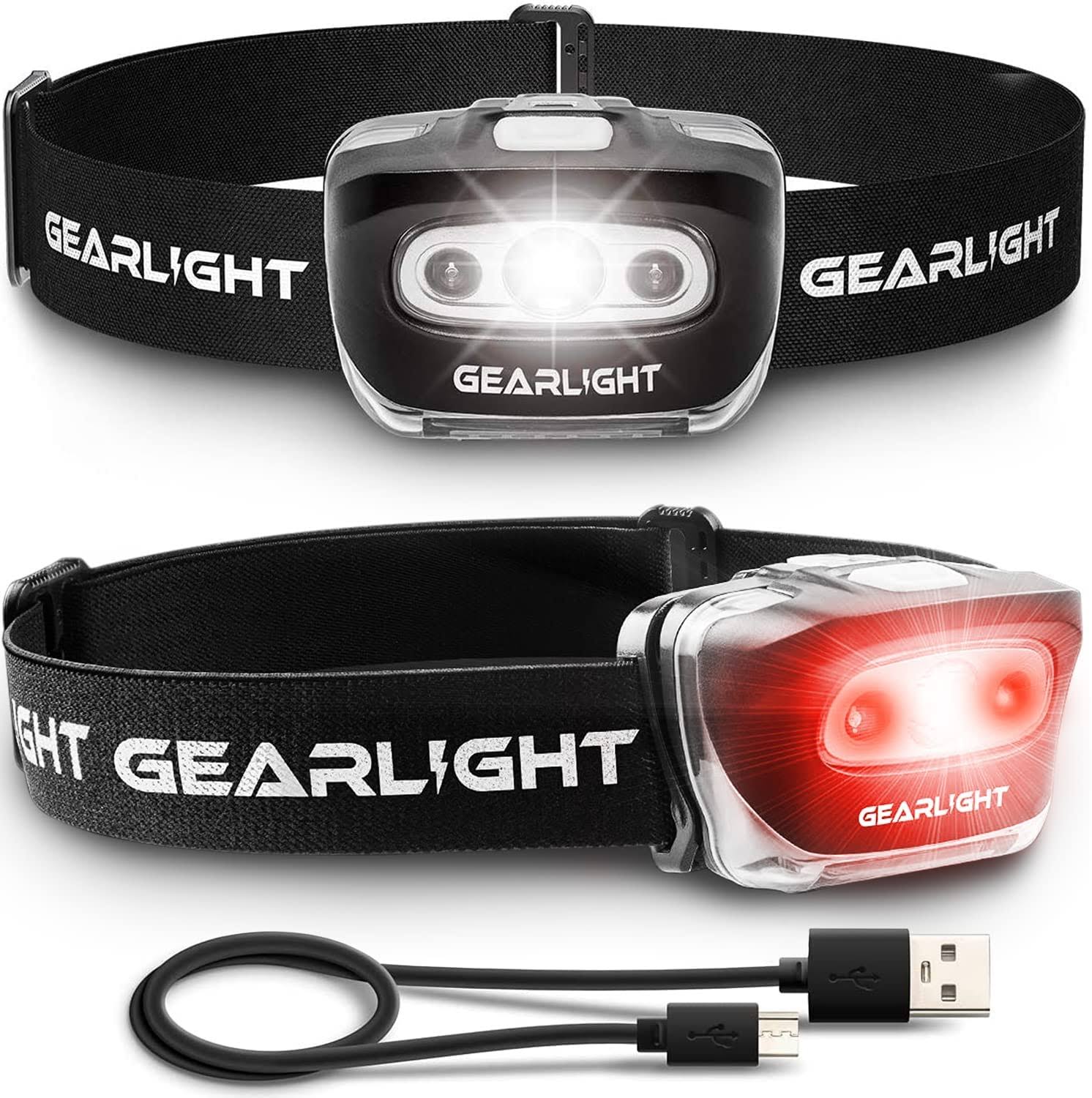 GearLight USB Rechargeable Headlamp Flashlight- S500 Running, Camping, and Outdoor LED Headlight Headlamps- Head Lamp Light