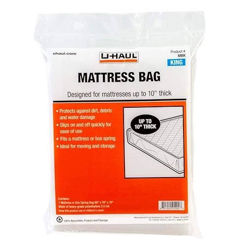 U-Haul Standard King Mattress Bag Moving & Storage Cover for Mattress or Box S