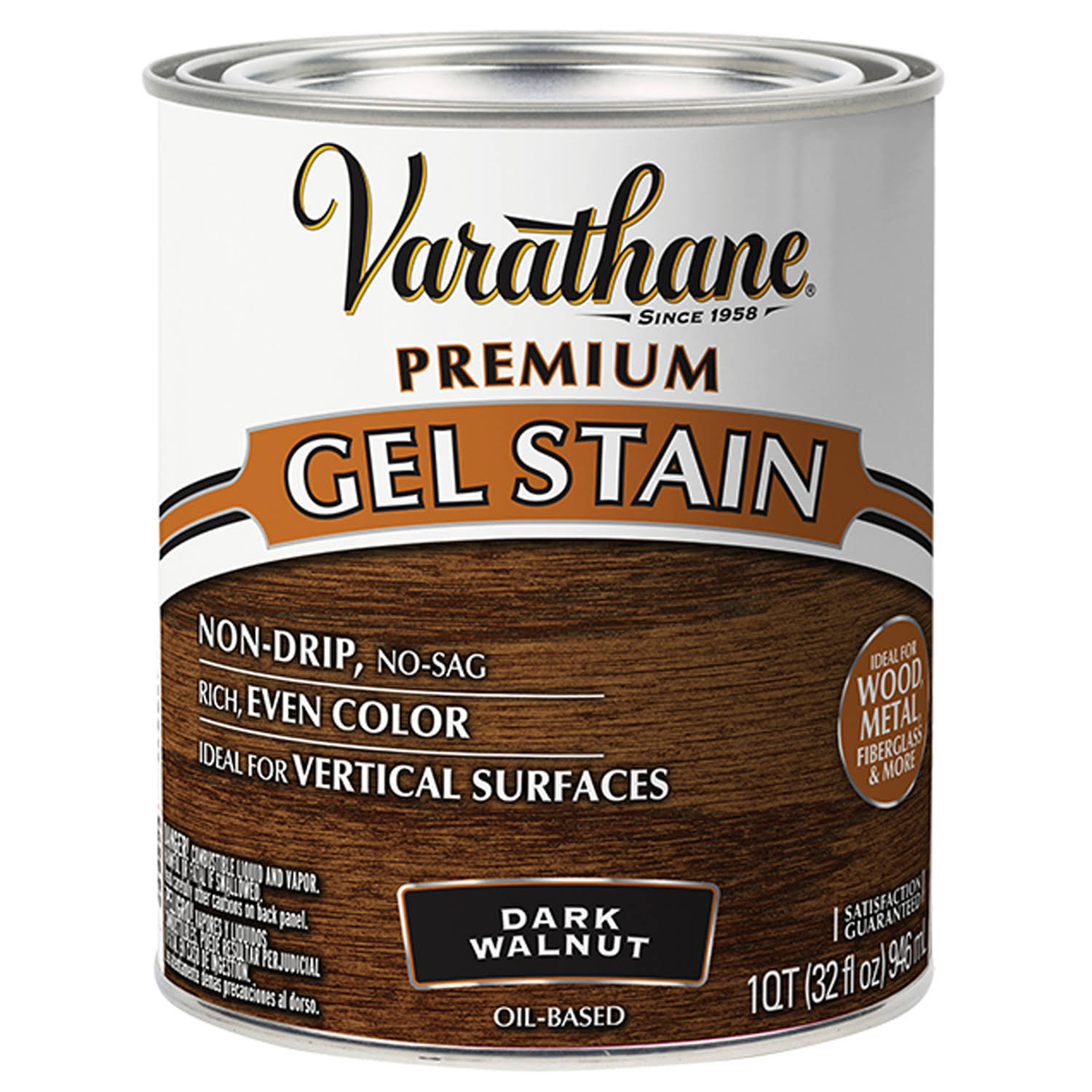 Varathane 358301 Premium Gel Stain, Dark Walnut, Liquid, 1 qt