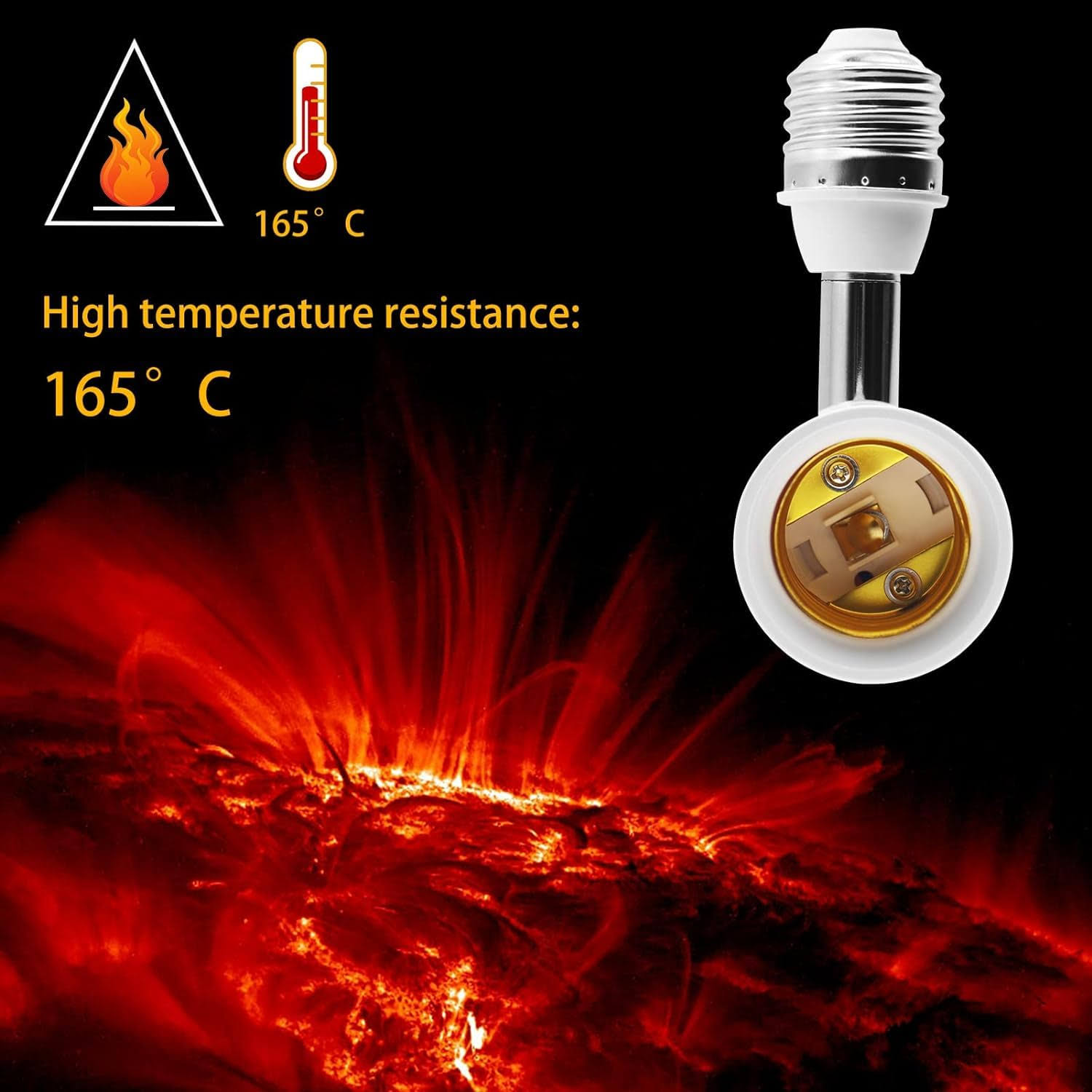 Tiqian E26/E27 Light Socket Extender, 4.5 inch Extension,Adjustable Vertical 90��Horizontal 360��, 100V- 250V, Max 150W, Medium Screw Base Light