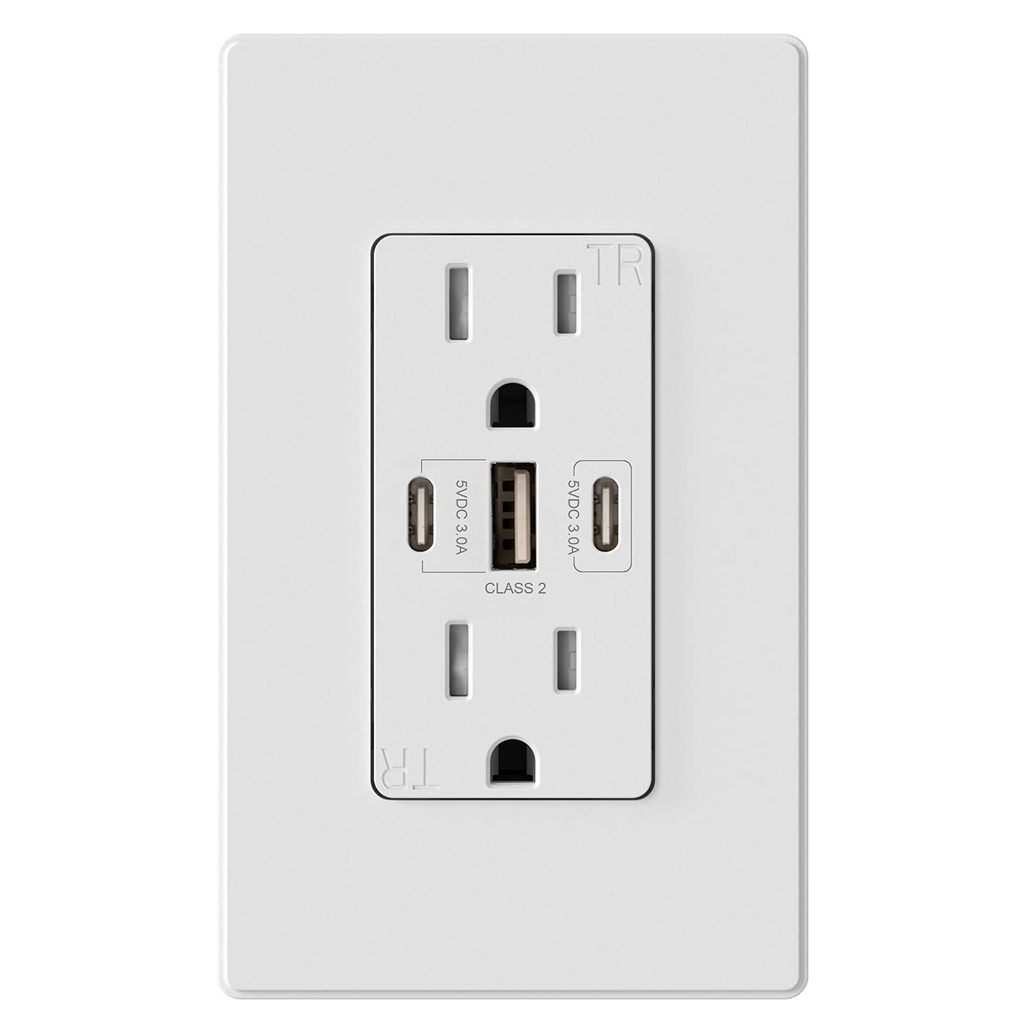 USB Wall Outlets Type CCA 3-Ports 30W 6.0A White | ELEGRP Official