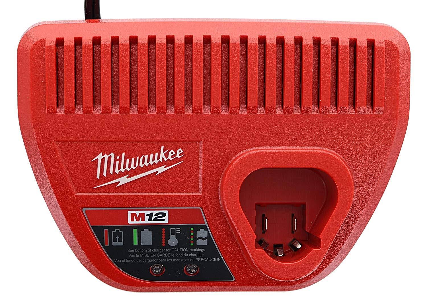 Milwaukee Genuine OEM 48-59-2401 M12 Lithium Ion 12 Volt Battery Charger w/LED Indicating, Red