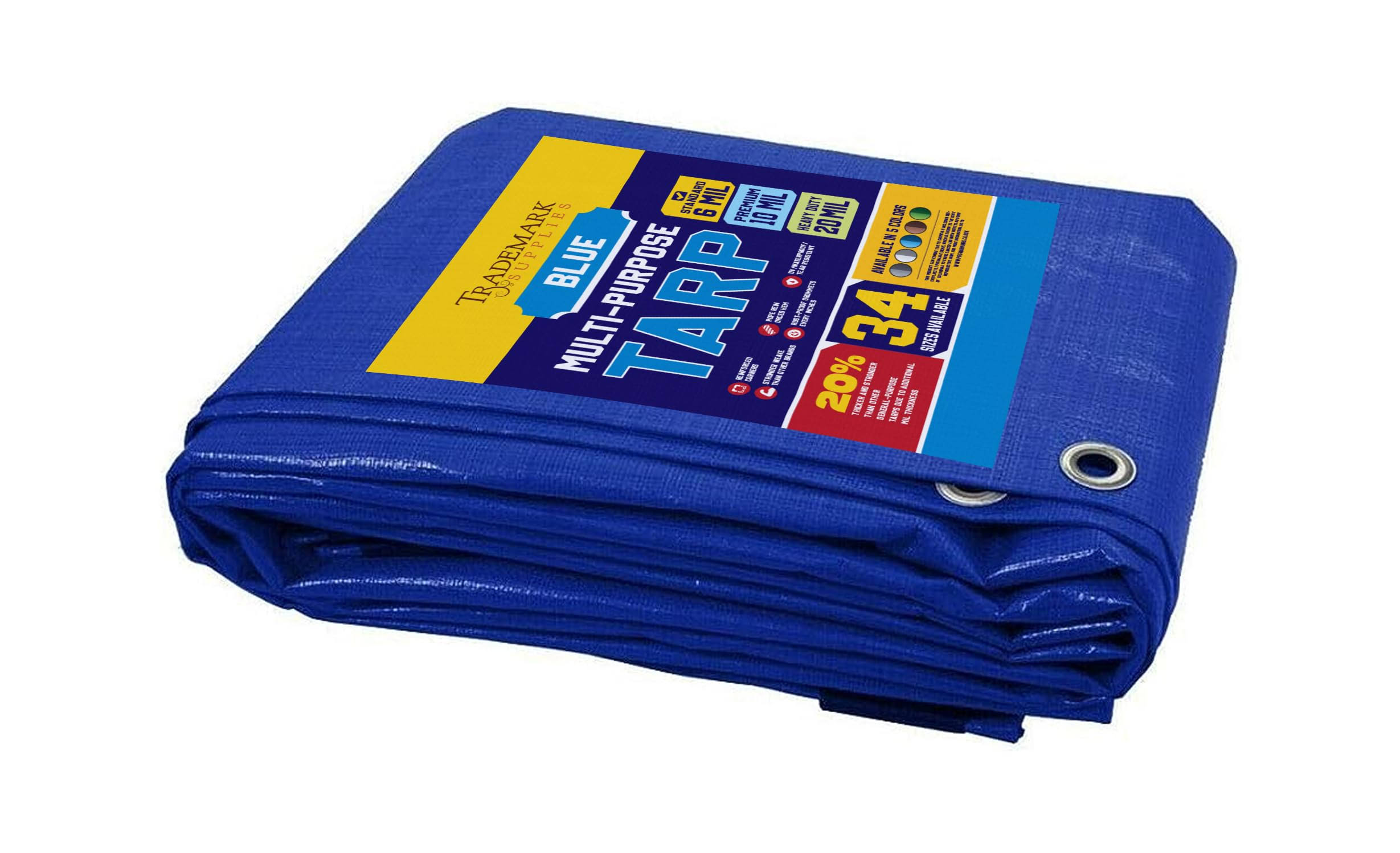 Tarp Cover Blue Waterproof Great for Tarpaulin Canopy Tent, Boat, RV or Pool Cover!!! (Standard Poly Tarp)
