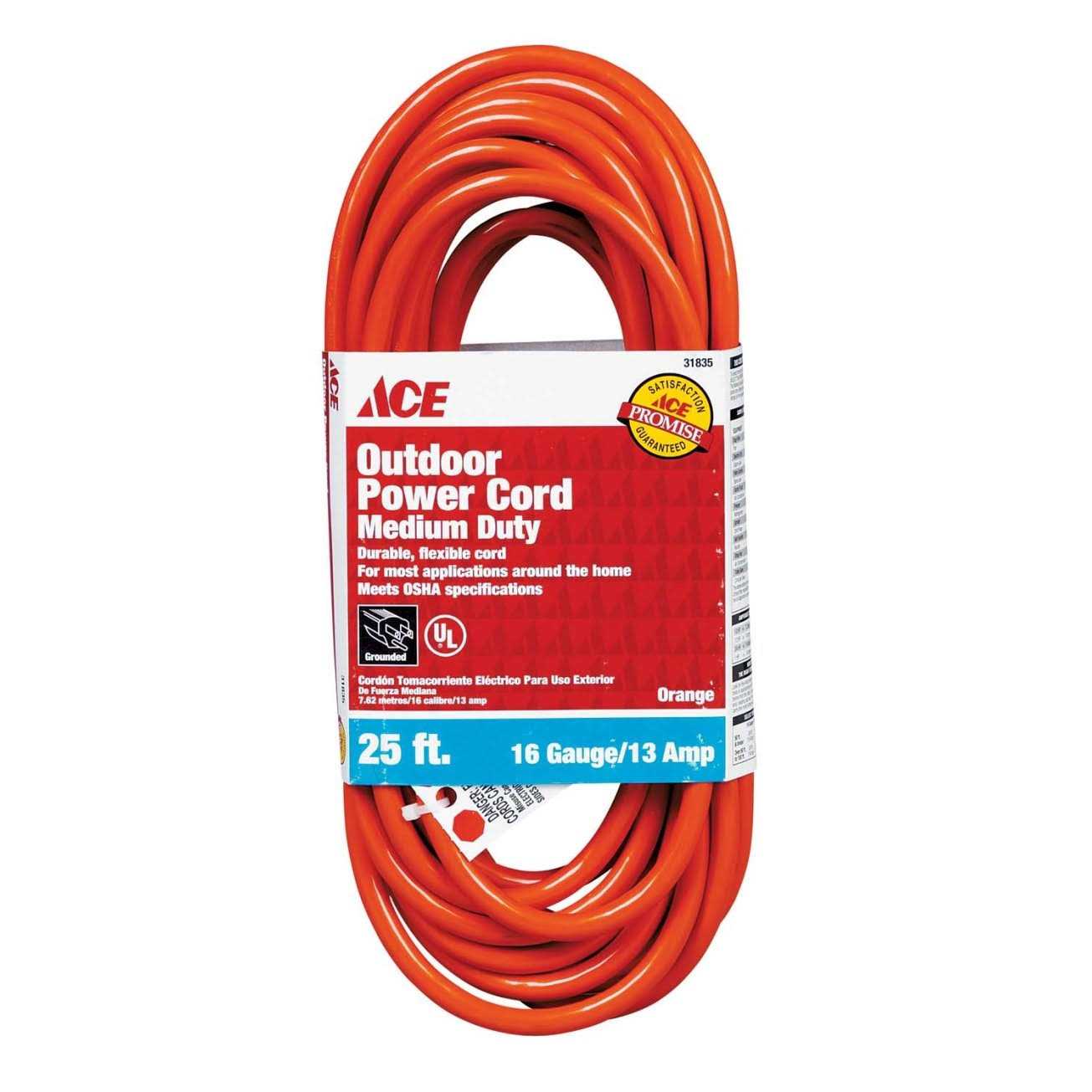 Ace Indoor and Outdoor 10 ft. L Orange Extension Cord 16/3 SJTW