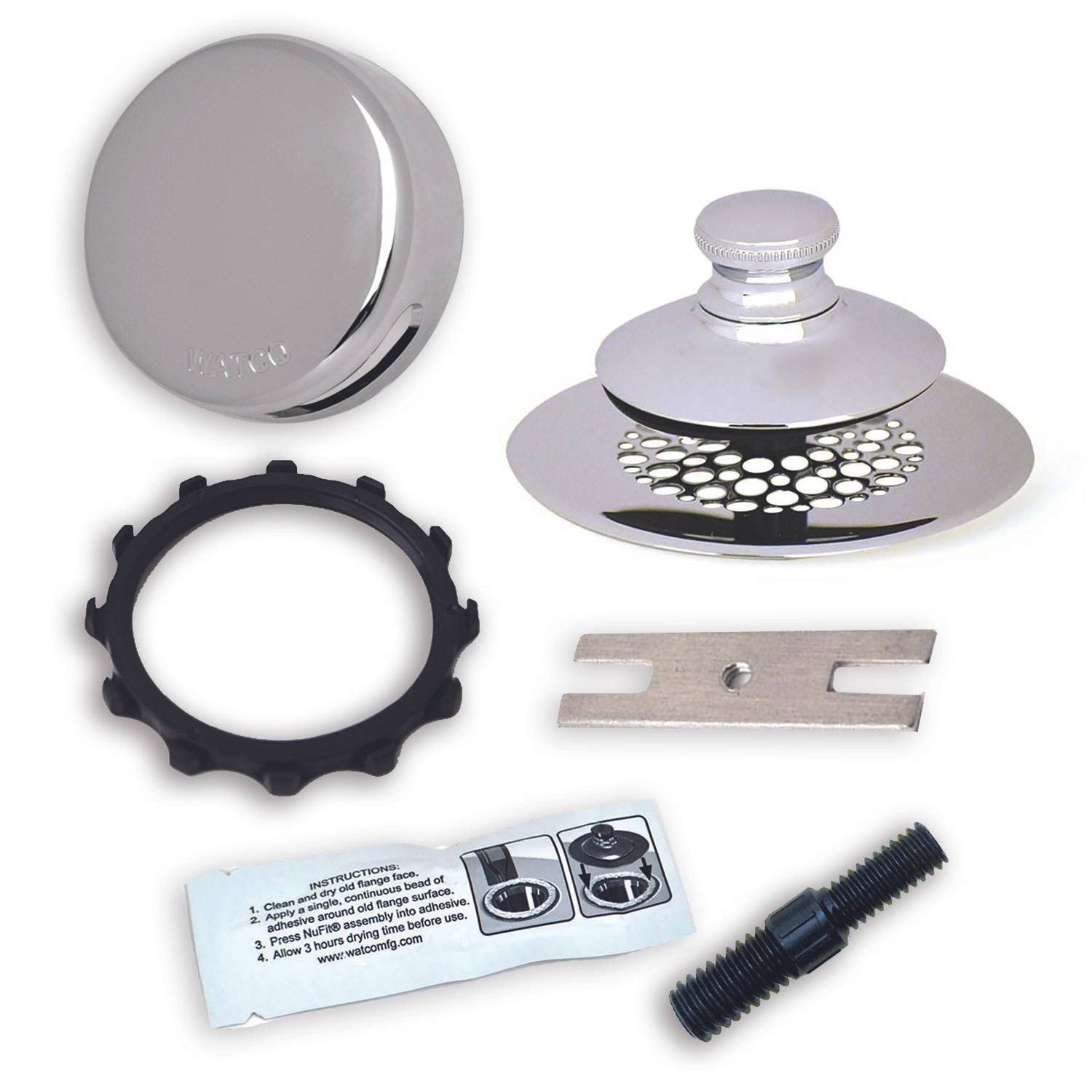 Watco SimpliQuick Tub Fix Push Pull Bathtub Stopper- Nickel