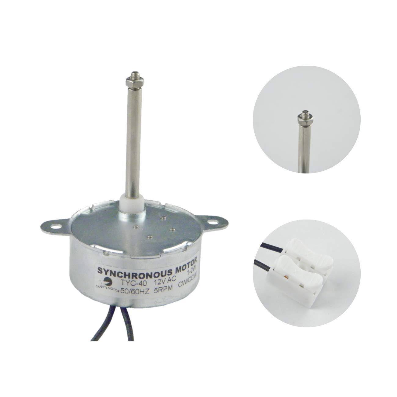 CHANCS Synchronous Motor TYC-40 AC 12V 5RPM Shaft Length 4.6cm for Fiber Optic Christmas Ornament