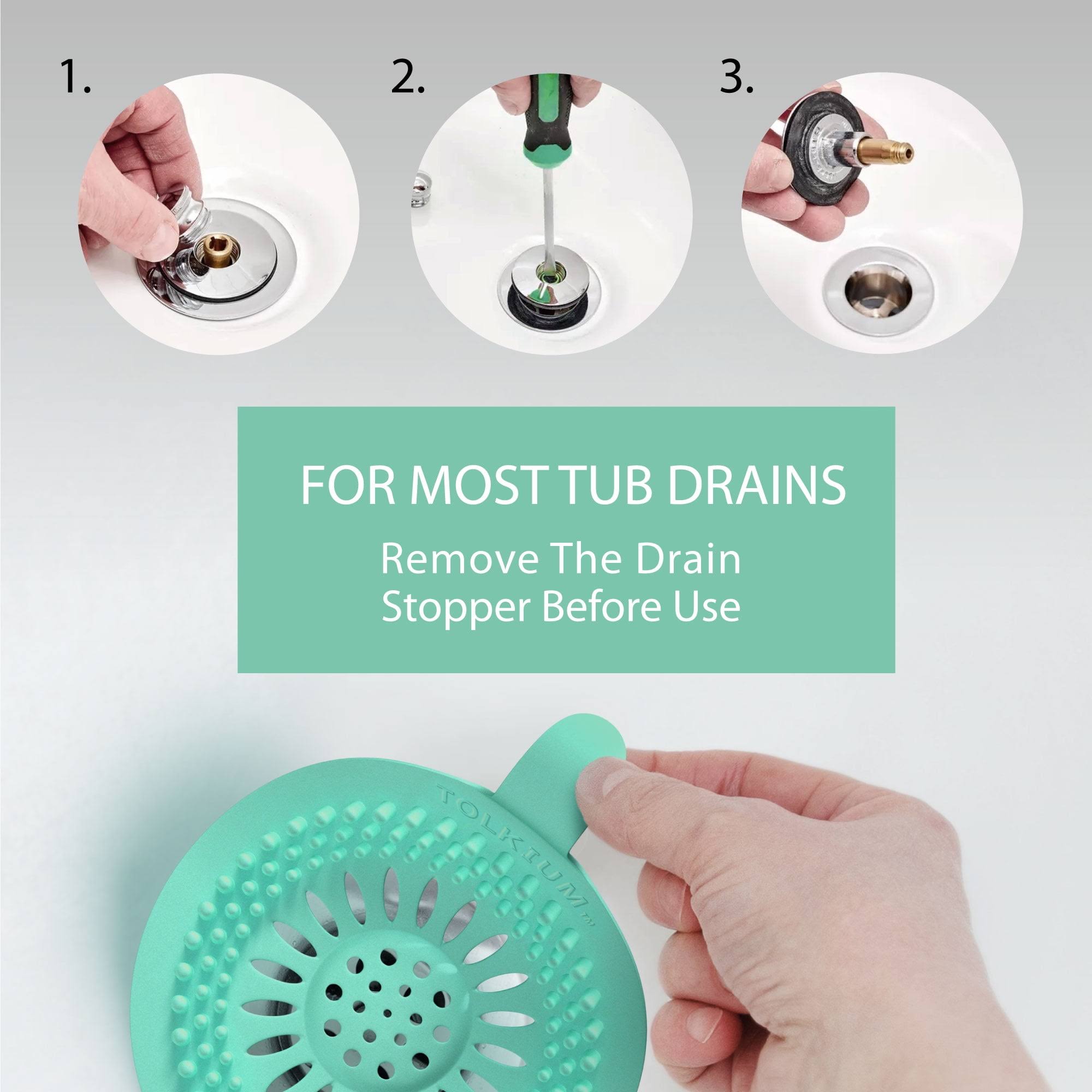 TOLKIUM Vibrant Drain Hair Catcher 5-Pack- Durable Silicone Like Shower Drain Cover Hair Catcher for Bath, Sink, Shower, and Bathtub- Home