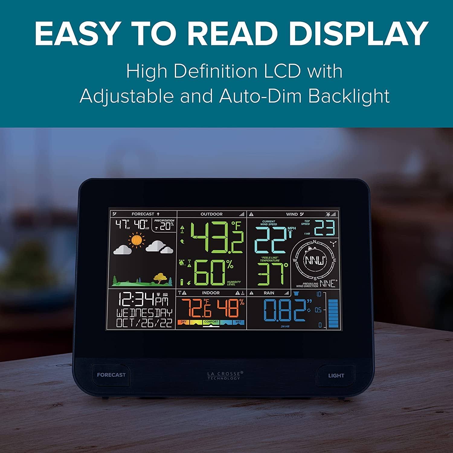 La Crosse Technology V42-PRO-INT Professional Weather Center with Combo Sensor and Remote Monitoring, Black