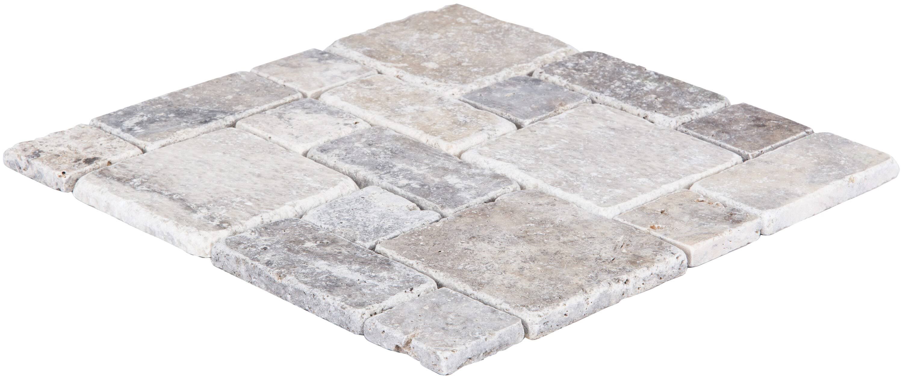 Satori Silver Crescent 12-in x 12-in Honed Natural Stone Travertine Versailles Stone Look Wall Tile (1-sq. ft/ Piece)