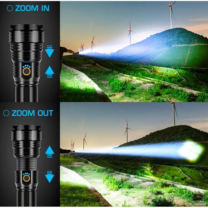 Sinvimes Rechargeable Flashlights 900000 High Lumens, High Power LED Flashlight, XHP70.2 Powerful Tactical Flashlight with Zoomable, 5 Modes, Ipx7