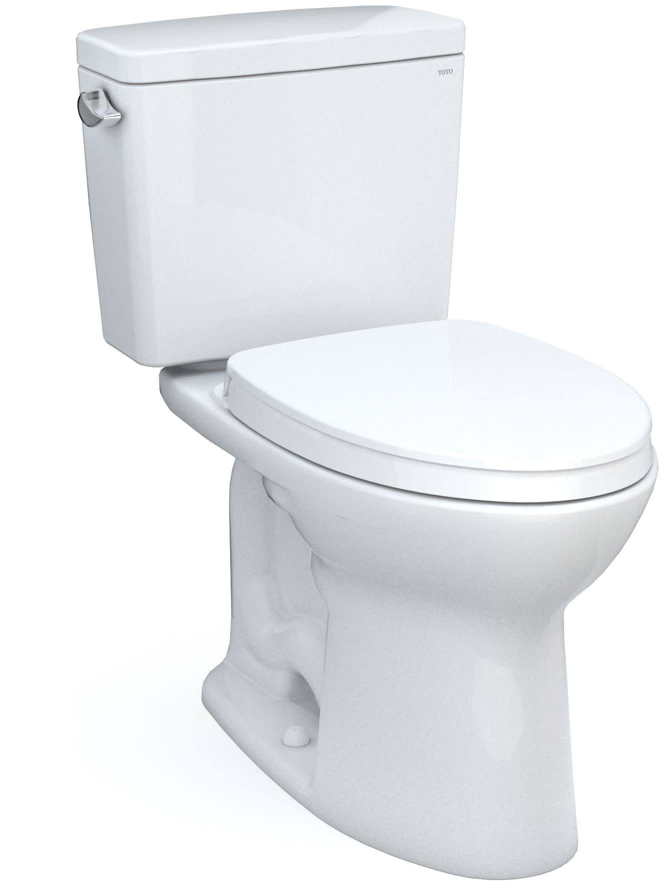 Toto MS776124CSFG.10#01 Drake Two-Piece Elongated 1.6 GPF Universal Height Tornado Flush Toilet with 10 inch Rough-In , Cotton White