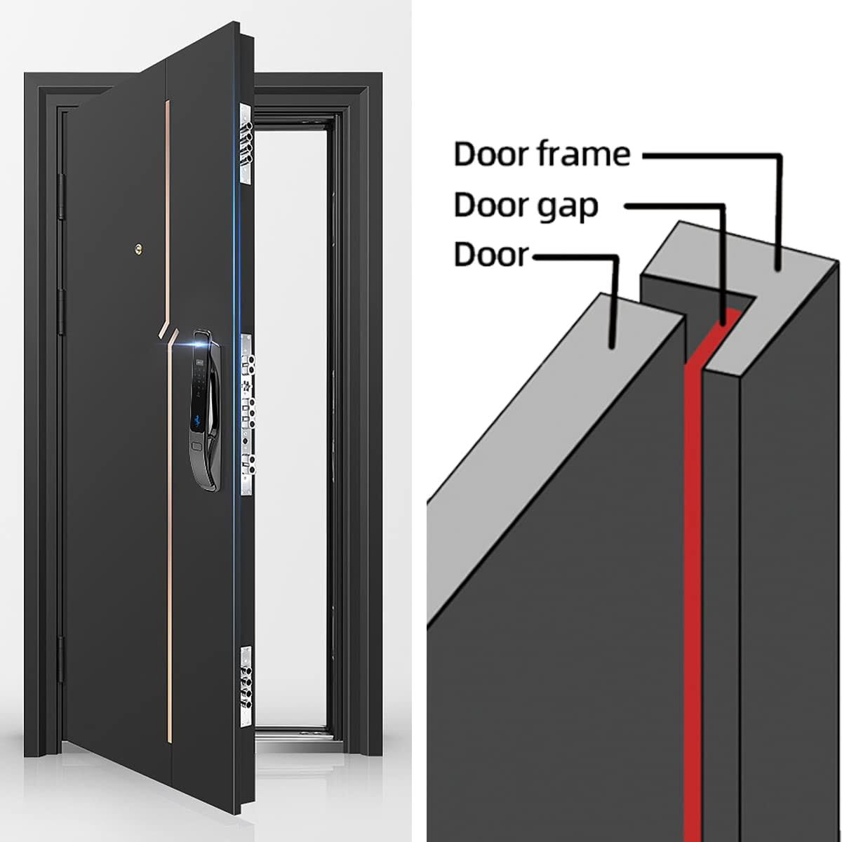 KAYLEINSTER 49 ft Rubber Door Weather Stripping Door Seal Strip for Doors & Windows,Self-Adhesive Door Insulation Strip, Soundproof Door Sealers for Door Frame