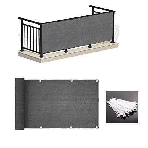 Love Story 3' x 10' Charcoal Balcony Screen Privacy Fence Cover UV Protection Weather-Resistant 3 ft Height Shield for Deck, Patio, Backyard, Outdoor