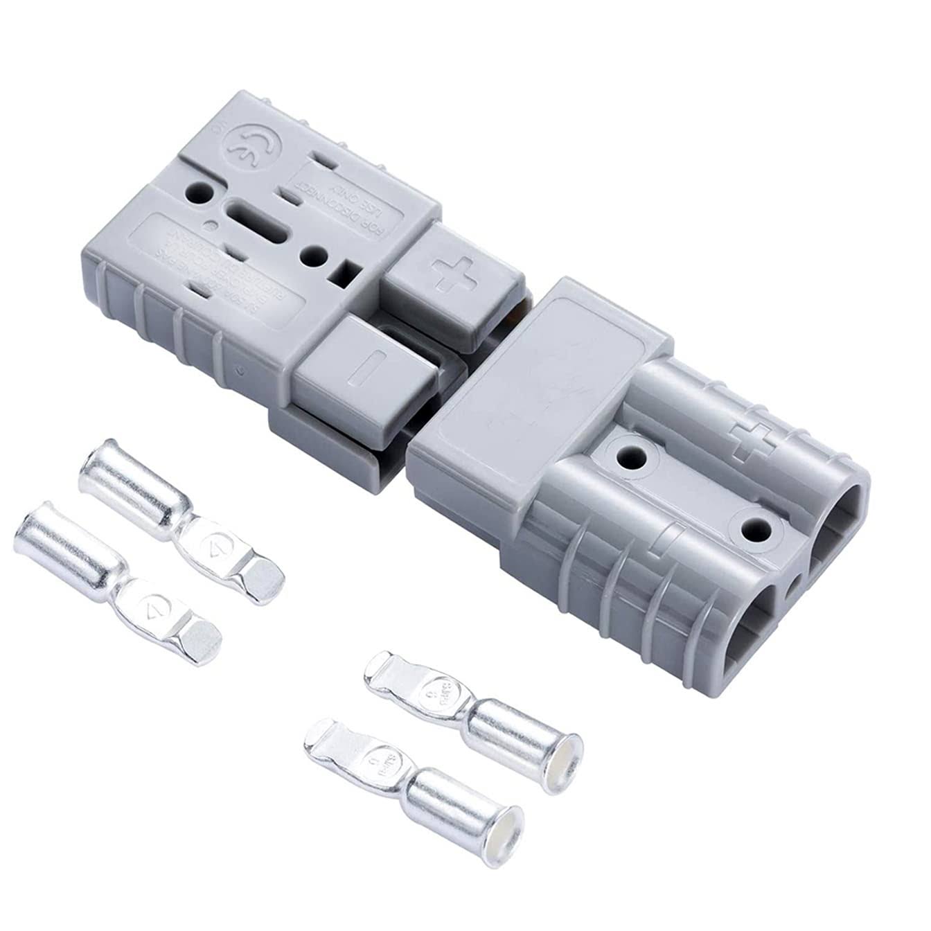 daier 2pc Battery Quick Connector Kit 50A Plug Connect Disconnect Winch Trailer (50A 6Awg-Grey)