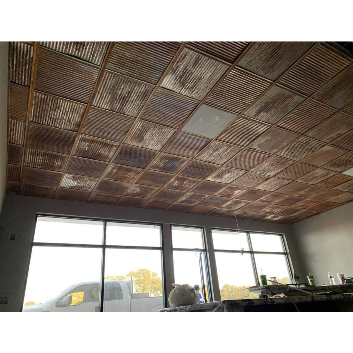 Dakota Tin 24x24 Colorado Rustic Corrugated Ceiling Tiles