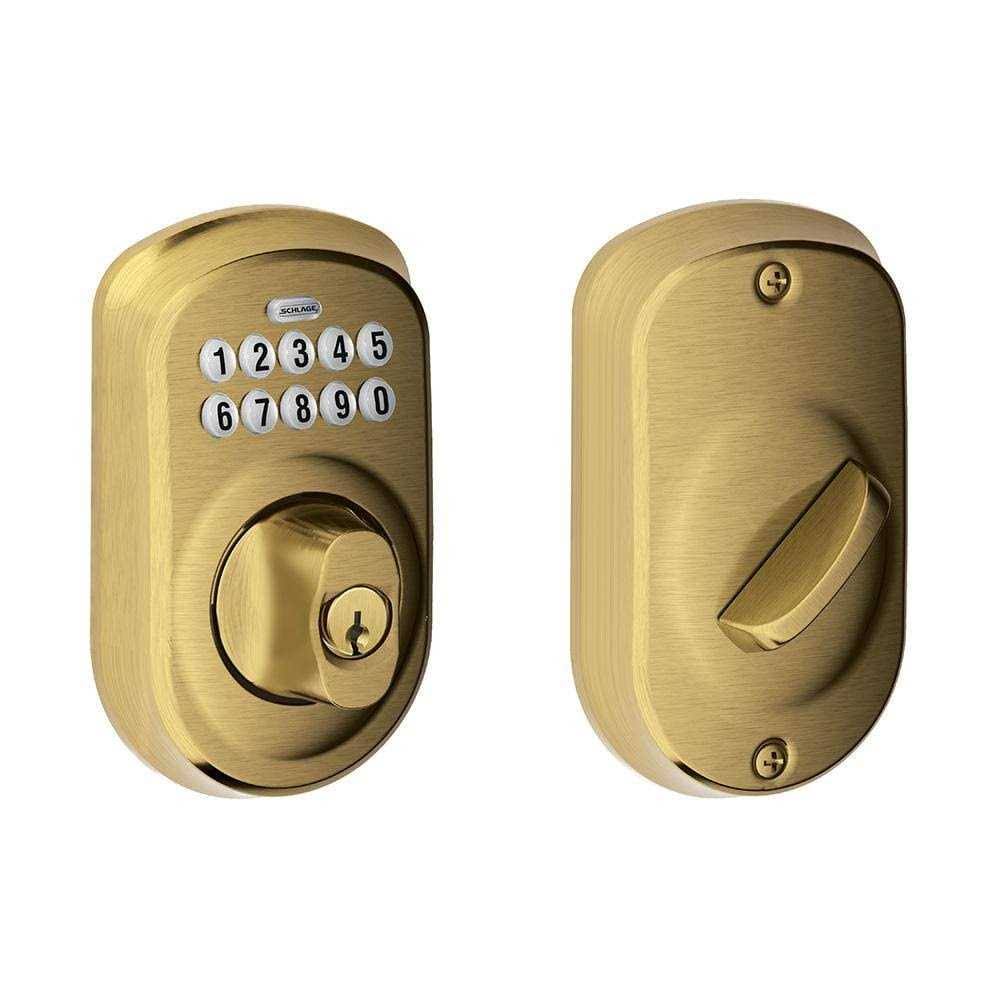 Schlage Plymouth Antique Brass Keypad Deadbolt