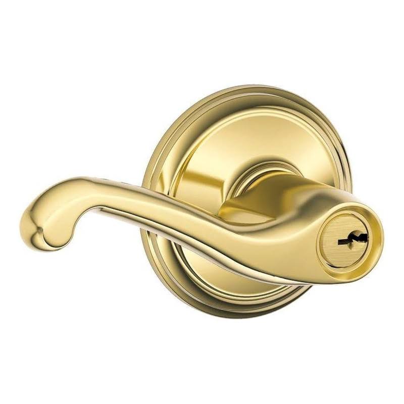 Schlage F51A Fla 505 Flair Bright Brass Keyed Entry Lever