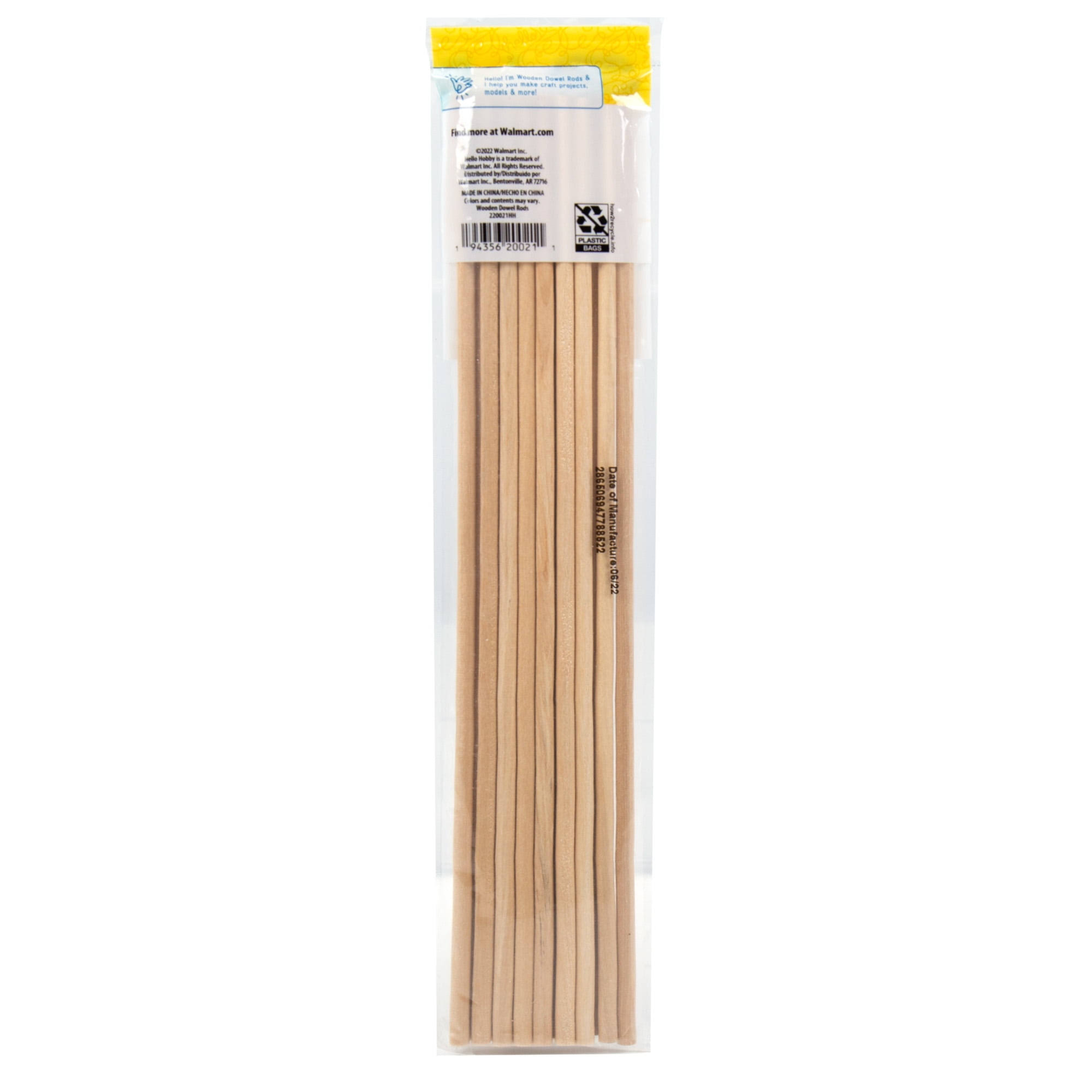Hello Hobby Wood Dowels- 16 Pack