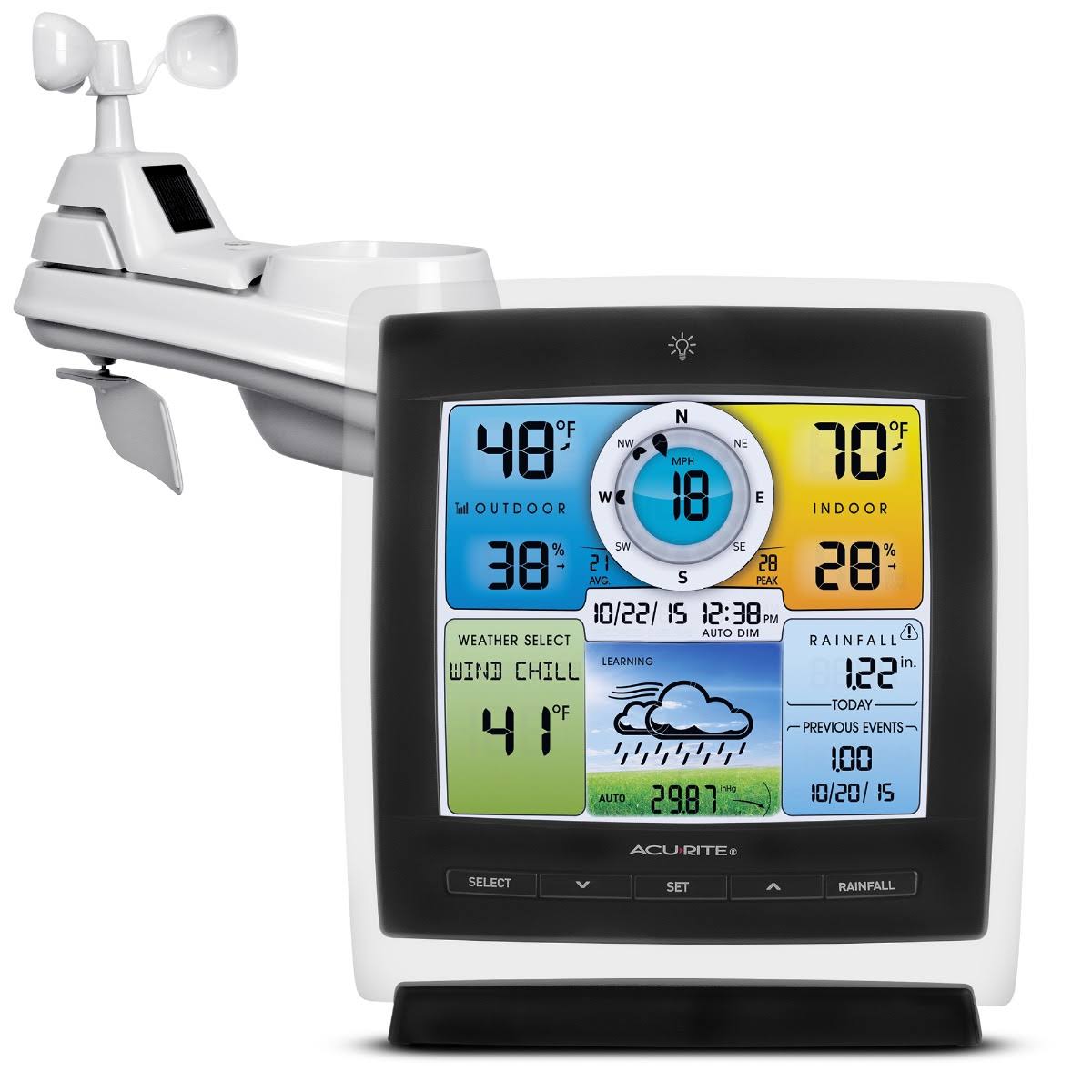 Acurite Iris (5-in-1) Weather Station with Color Display for Indoor and Outdoor Temperature and Humidity, Wind & Rain with Built-in Barometer