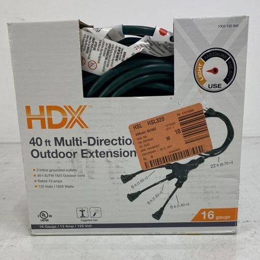 HDX 40 ft. 16/3 Multi-Directional Outdoor Extension Cord, Green