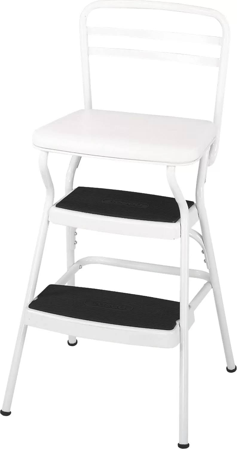 Cosco Retro Counter Chair/Step Stool with Lift-Up Seat White
