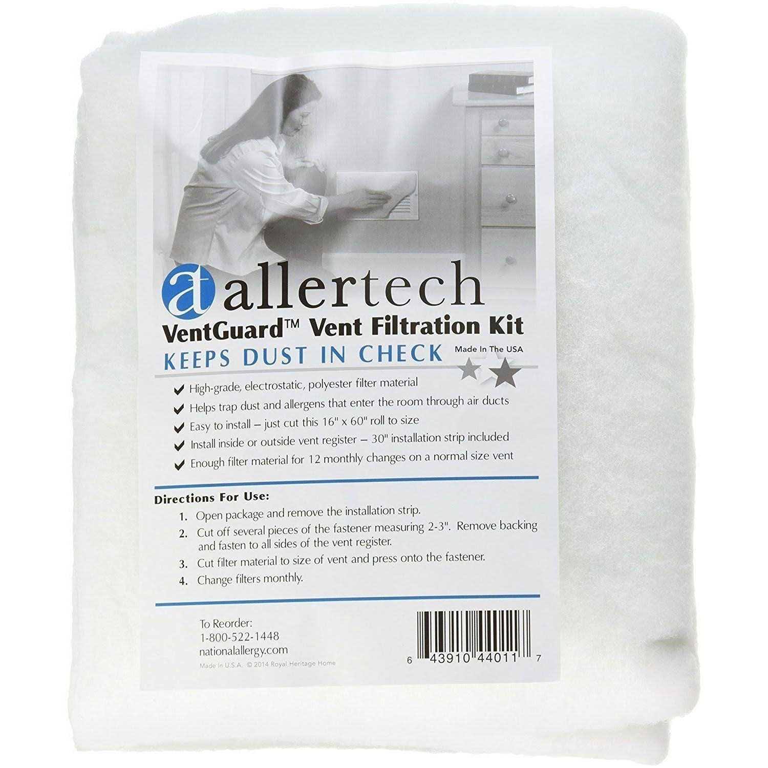 AllerTech Vent Guard, 16 inch x 60 inch ( 20 Vent Filters per Roll)