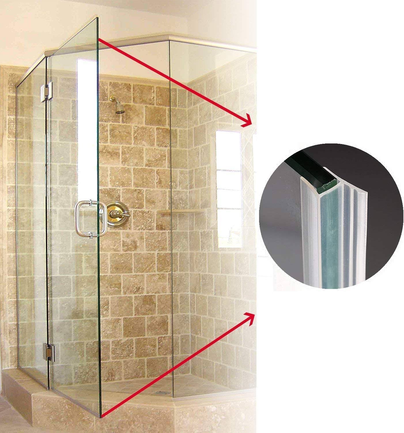 Glass Door Side Seal Strip 100 inch Frameless Shower Door Sweep for 1/4