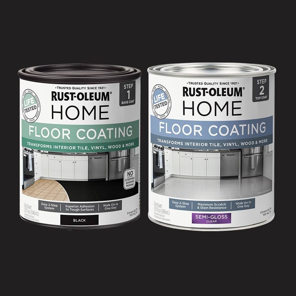 Rust-Oleum 367605 Home Interior Floor Coating Kit, Semi-Gloss Black