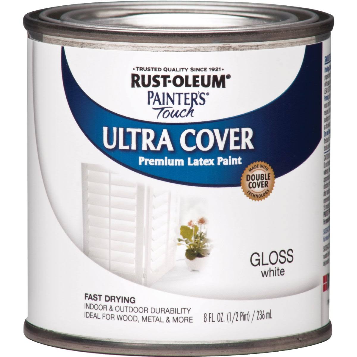 Rust-Oleum 1992-730 Painters Touch Gloss Latex Paint, 1/2 Pt, White