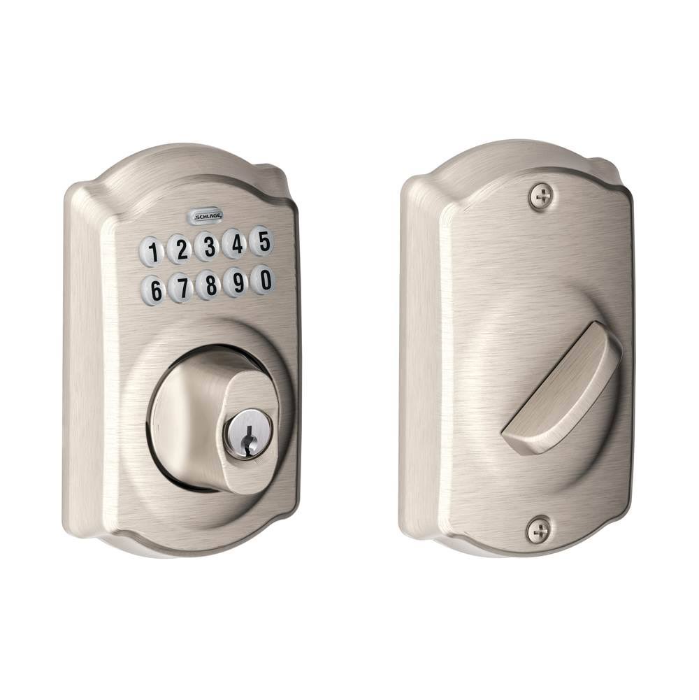 Schlage BE365CAM619 BE365 Camelot Keypad Deadbolt, Satin Nickel