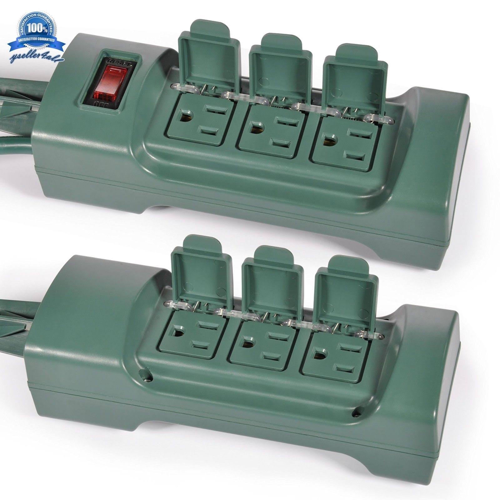 BESTTEN 6 Outlet Outdoor Yard Power Stake with Cover and on Off Switch, 9 Foot