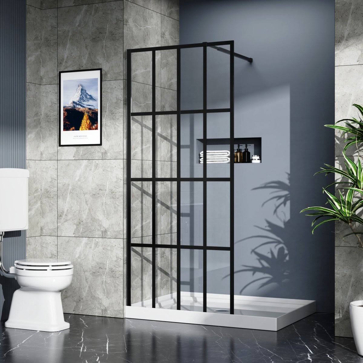ExBrite 34 in. W x 72 in. H Shower Door Walk-In Black Finish 64825262