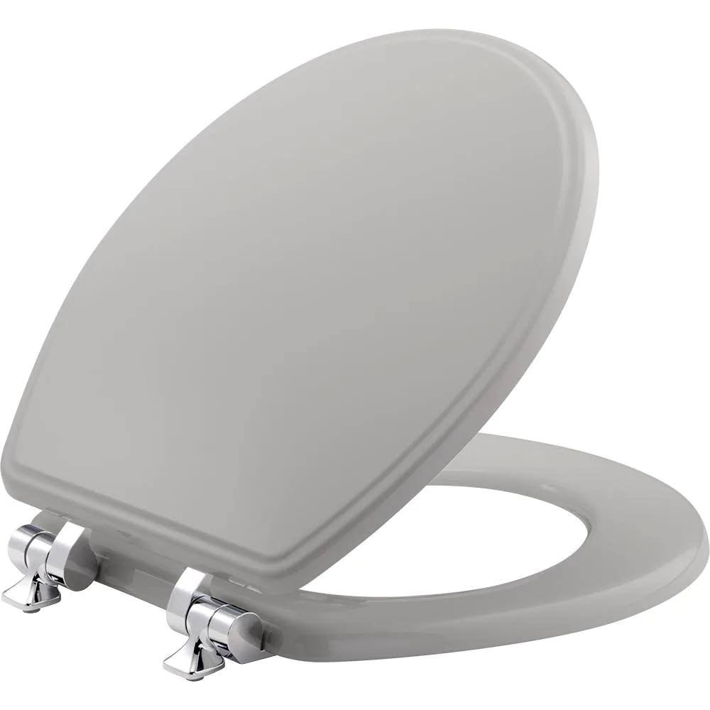 Weston Slow Close Round Closed Front Toilet Seat in Silver