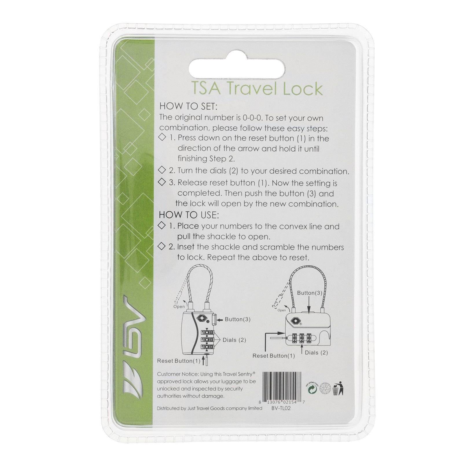 BV TSA Approved Luggage Travel Lock, Set-Your-Own Combination Lock for School Gym Locker, Luggage Suitcase Baggage Locks, Filing Cabinets, Toolbox, CA