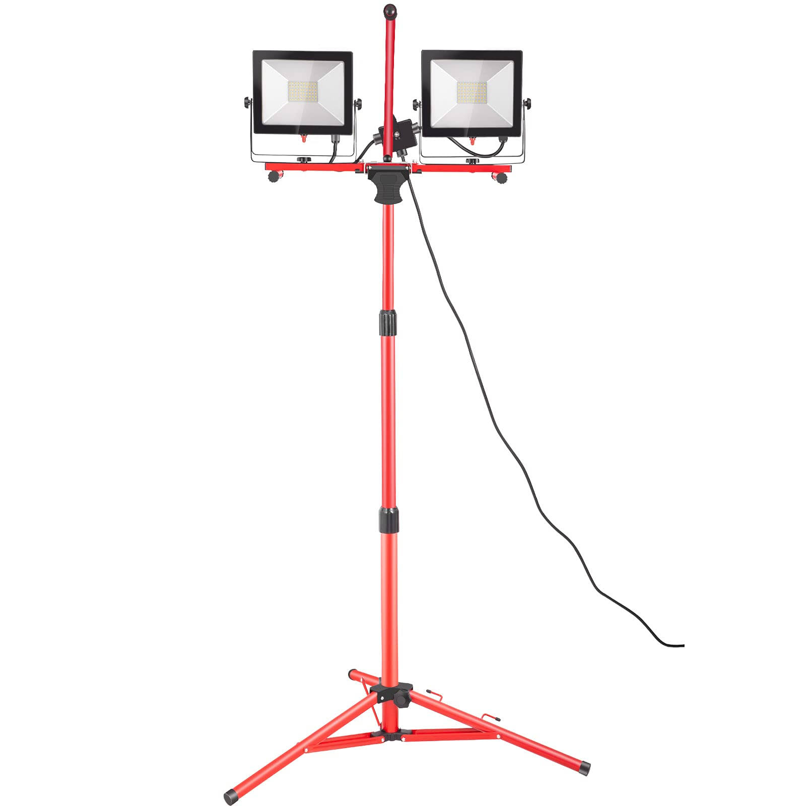 VEVOR LED Work Light with Stand, 4200 Lumen Dual-Head LED Work Light with 27.6 inch-68.1 inch Adjustable and Foldable Tripod Stand, IP65 Waterproofed