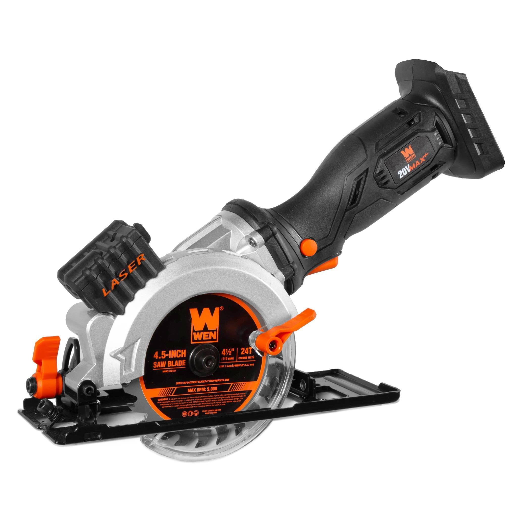 WEN 20604BT 20V Max 4-1/2-Inch Cordless Mini Circular Saw (Tool Only �C Battery and Charger Not Included)