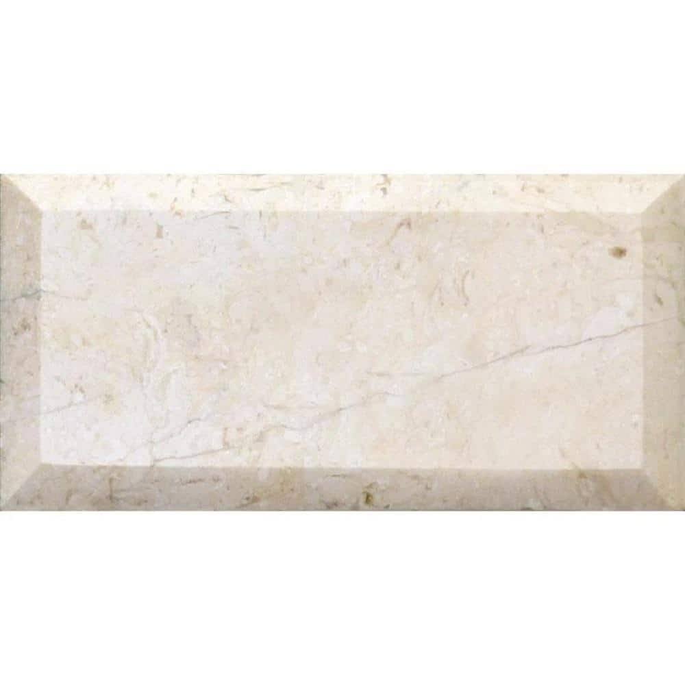 Apollo Tile Beige and Yellow 3-In. x 6-In. Beveled Polished Marble Subway Tile (5 Sq ft/case)