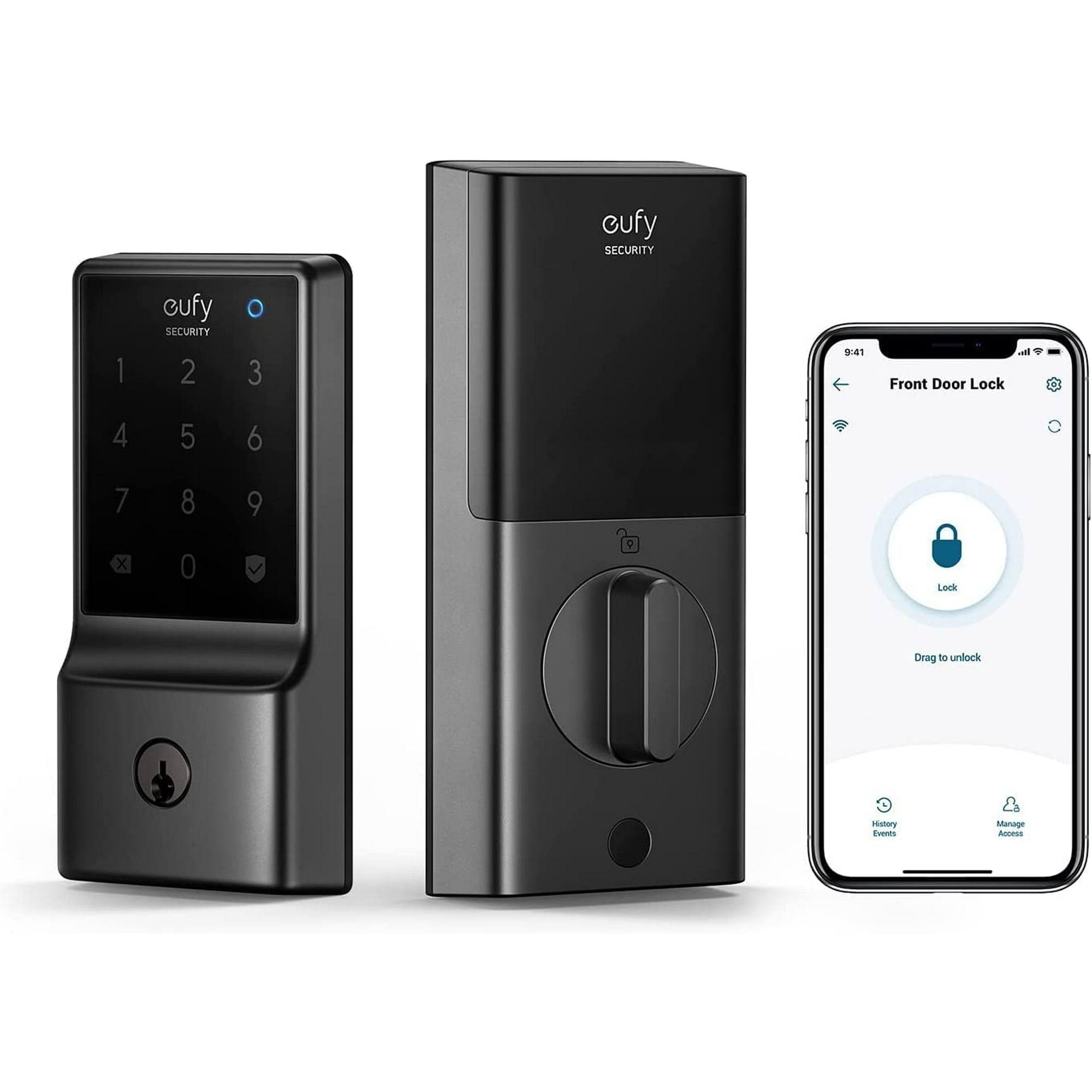 Anker Eufy Security C210(e110) Smart Lock, 5-in-1 Keyless Entry Door Lock, Built-in WiFi Deadbolt, Smart Door Lock, Touchscreen Keypad, Black